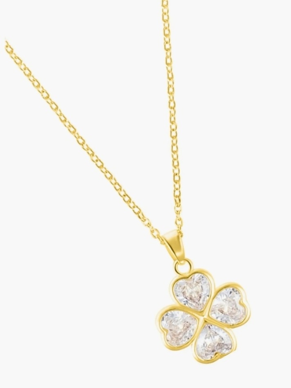 Adornia New in Box 14k Gold Plated Crystal Four-Leaf Clover Pendant Necklace